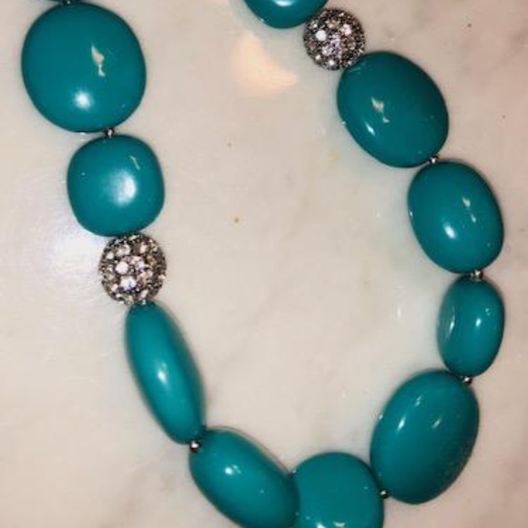 Dressy Turquoise Glazed Necklace - Picture 2 of 4